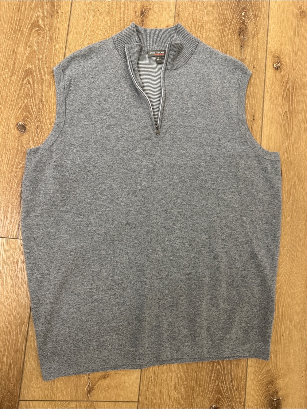 Peter Millar Light Grey Zip-Neck Sleeveless Sweater Vest